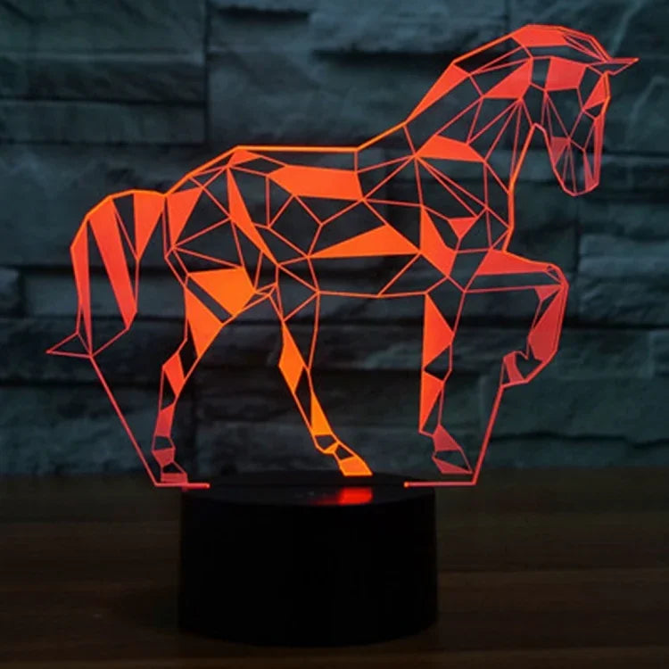 Lampe de bureau créative en 3D à couleurs changeantes, veilleuse, en forme de cheval