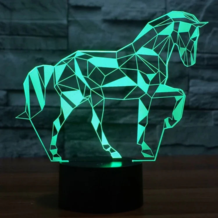 Lampe de bureau créative en 3D à couleurs changeantes, veilleuse, en forme de cheval
