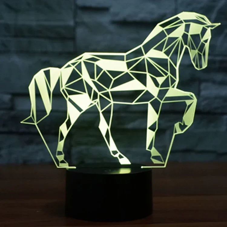 Lampe de bureau créative en 3D à couleurs changeantes, veilleuse, en forme de cheval