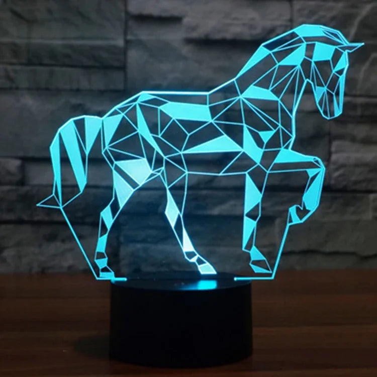 Lampe de bureau créative en 3D à couleurs changeantes, veilleuse, en forme de cheval