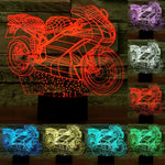Lampe de bureau créative en forme de moto, lumière de nuit, décoloration en 7 couleurs, visuelle et stéréoscopique