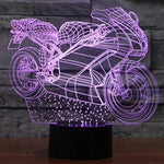 Lampe de bureau créative en forme de moto, lumière de nuit, décoloration en 7 couleurs, visuelle et stéréoscopique