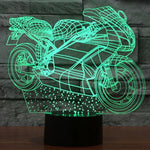 Lampe de bureau créative en forme de moto, lumière de nuit, décoloration en 7 couleurs, visuelle et stéréoscopique