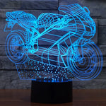 Lampe de bureau créative en forme de moto, lumière de nuit, décoloration en 7 couleurs, visuelle et stéréoscopique