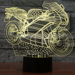 Lampe de bureau créative en forme de moto, lumière de nuit, décoloration en 7 couleurs, visuelle et stéréoscopique
