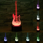 Veilleuse de bureau créative en forme de guitare électrique, lampe stéréo visuelle 7 couleurs à décoloration