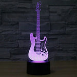 Veilleuse de bureau créative en forme de guitare électrique, lampe stéréo visuelle 7 couleurs à décoloration