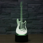 Veilleuse de bureau créative en forme de guitare électrique, lampe stéréo visuelle 7 couleurs à décoloration