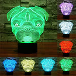 Veilleuse de bureau créative en forme de chien avec lampe stéréo visuelle 7 couleurs à décoloration.