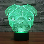 Veilleuse de bureau créative en forme de chien avec lampe stéréo visuelle 7 couleurs à décoloration.