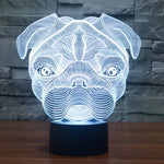 Veilleuse de bureau créative en forme de chien avec lampe stéréo visuelle 7 couleurs à décoloration.
