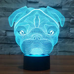 Veilleuse de bureau créative en forme de chien avec lampe stéréo visuelle 7 couleurs à décoloration.
