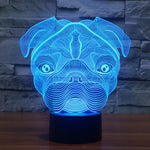 Veilleuse de bureau créative en forme de chien avec lampe stéréo visuelle 7 couleurs à décoloration.