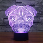 Veilleuse de bureau créative en forme de chien avec lampe stéréo visuelle 7 couleurs à décoloration.