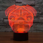 Veilleuse de bureau créative en forme de chien avec lampe stéréo visuelle 7 couleurs à décoloration.