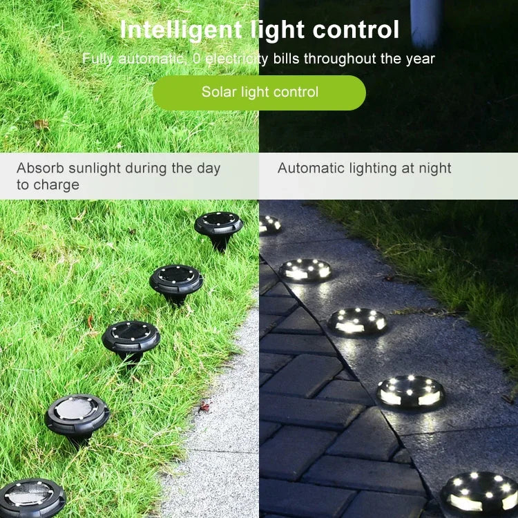 10 LED Lampes Solaires Extérieures Étanches Encastrables Jardin, 10 LED