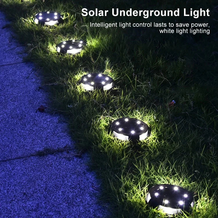 10 LED Lampes Solaires Extérieures Étanches Encastrables Jardin, 10 LED