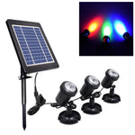 Projecteur solaire 3-en-1 RVB pour pelouse et piscine, lumière rouge verte bleue