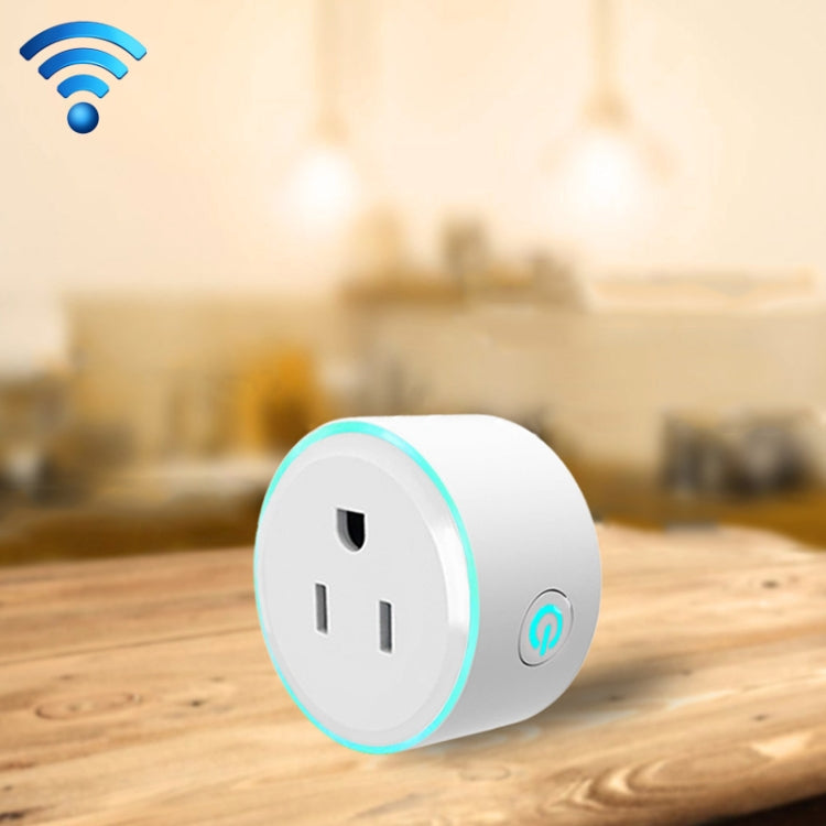 Prise WiFi ronde 10A 2,4 GHz mini avec contrôle à distance via application, minuterie, lumière respirante colorée, compatible Alexa & Google Home, AC 100-240V, prise US
