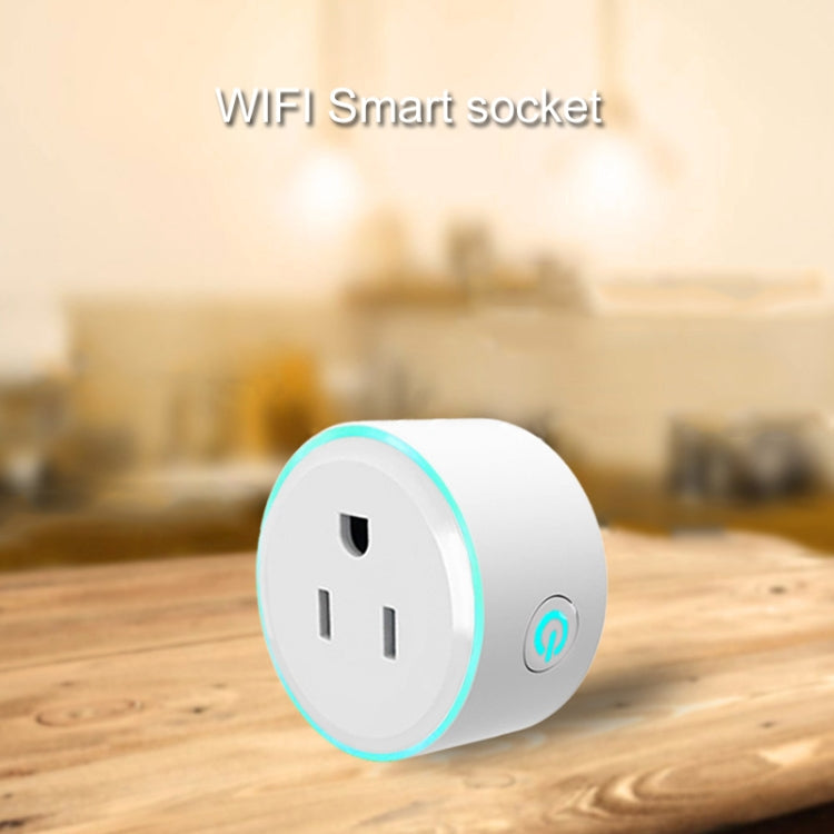 Prise WiFi ronde 10A 2,4 GHz mini avec contrôle à distance via application, minuterie, lumière respirante colorée, compatible Alexa & Google Home, AC 100-240V, prise US