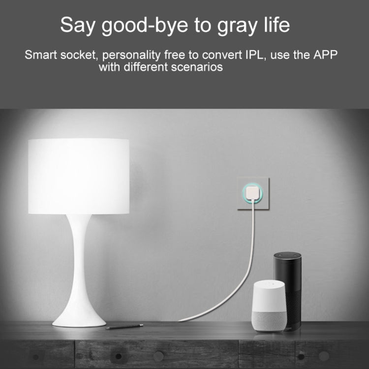 Prise WiFi ronde 10A 2,4 GHz mini avec contrôle à distance via application, minuterie, lumière respirante colorée, compatible Alexa & Google Home, AC 100-240V, prise US