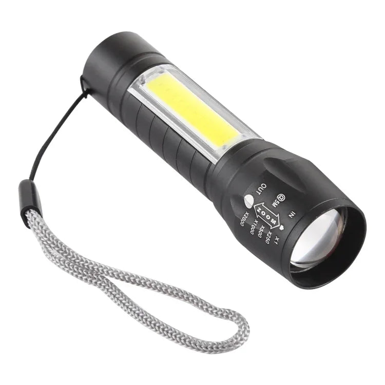 Lampe de poche étanche à zoom USB A2 XPE + COB avec 3 modes & boîte de rangement, A2