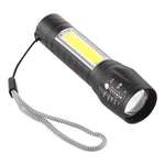 Lampe de poche étanche à zoom USB A2 XPE + COB avec 3 modes & boîte de rangement, A2