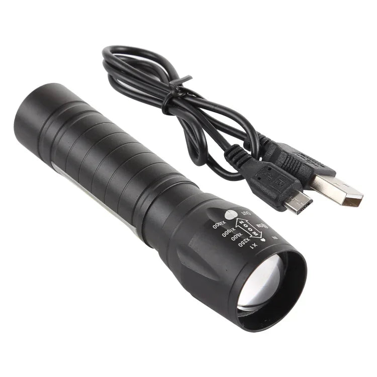 Lampe de poche étanche à zoom USB A2 XPE + COB avec 3 modes & boîte de rangement, A2