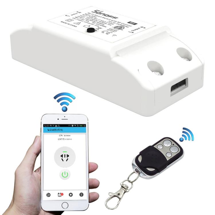 Module minuterie de contrôle à distance sans fil intelligent WiFi Sonoff 433MHz DIY avec télécommande 4 touches pour maison intelligente, compatible iOS et Android, 433MHz avec télécommande