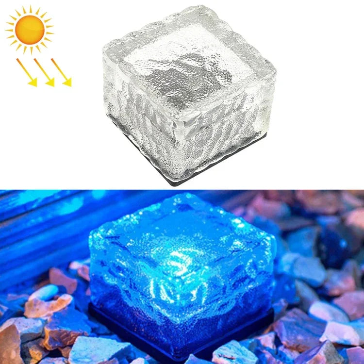 Lampe LED extérieure à encastrer carrée en verre trempé, à énergie solaire, pour décoration de jardin, étanche IP55, taille : 7 x 7 x 5 cm