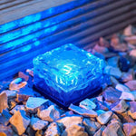 Lampe LED extérieure à encastrer carrée en verre trempé, à énergie solaire, pour décoration de jardin, étanche IP55, taille : 7 x 7 x 5 cm
