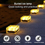 Lampe LED extérieure à encastrer carrée en verre trempé, à énergie solaire, pour décoration de jardin, étanche IP55, taille : 7 x 7 x 5 cm