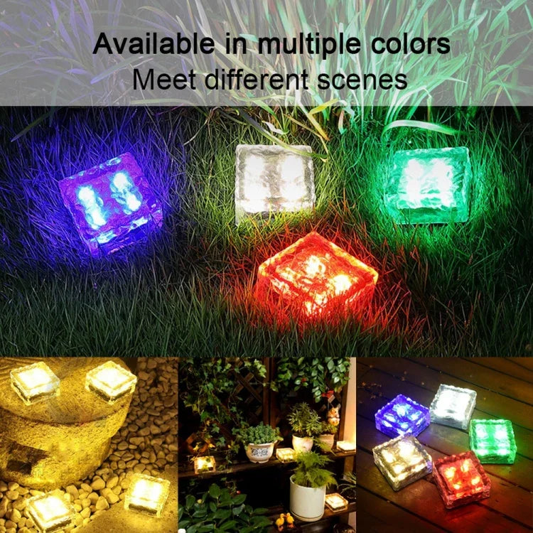 Lampe LED extérieure à encastrer carrée en verre trempé, à énergie solaire, pour décoration de jardin, étanche IP55, taille : 7 x 7 x 5 cm