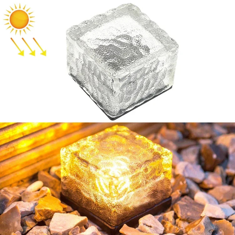 Lampe LED extérieure à encastrer carrée en verre trempé, à énergie solaire, pour décoration de jardin, étanche IP55, taille : 7 x 7 x 5 cm