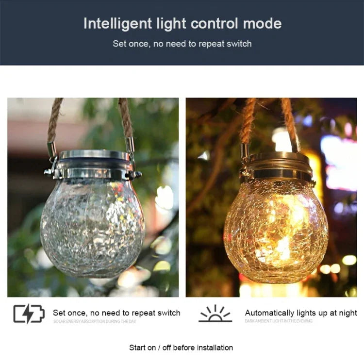 Lampe suspendue solaire en forme de bouteille en verre, étanche IP55, lumière de décoration de jardin extérieur, lumière blanc chaud