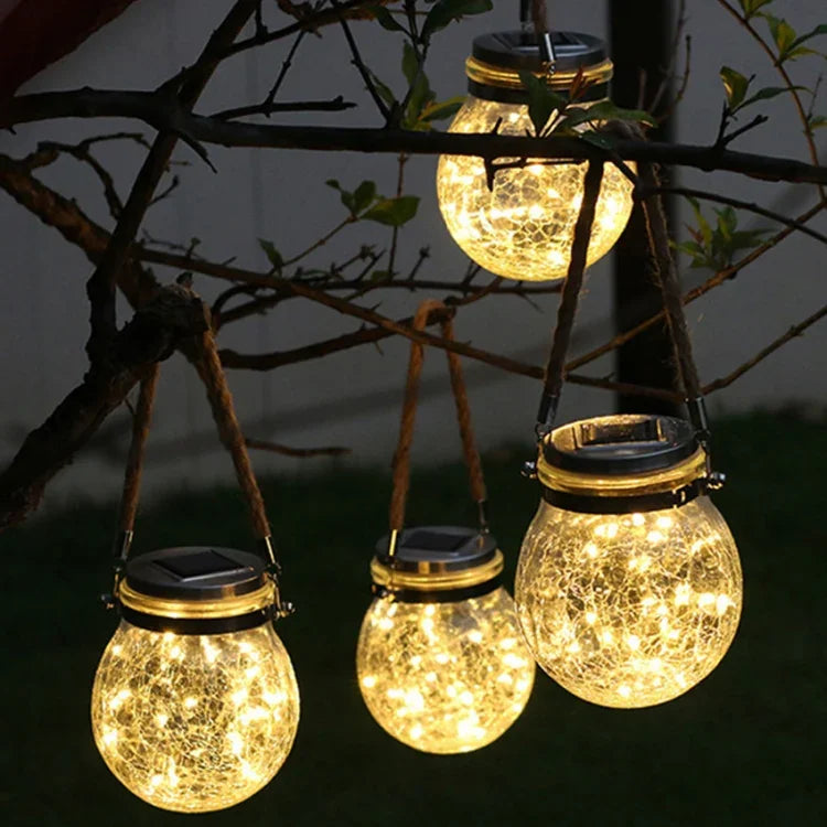 Lampe suspendue solaire en forme de bouteille en verre, étanche IP55, lumière de décoration de jardin extérieur, lumière blanc chaud