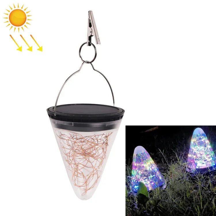 Lampe suspendue conique solaire Starlight IP55 étanche pour décoration de jardin extérieur