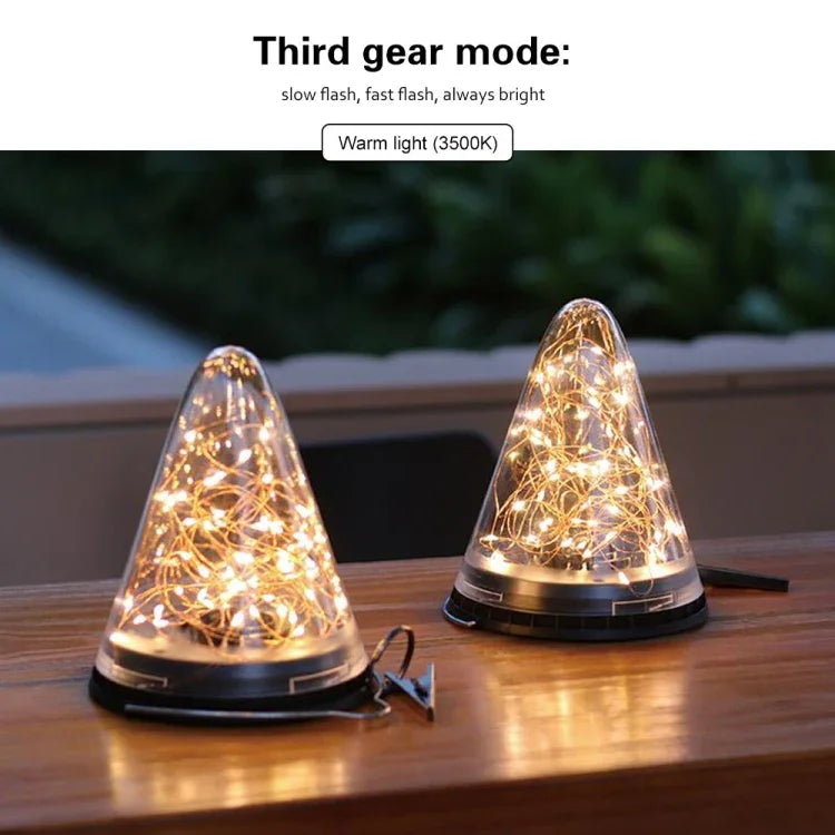 Lampe suspendue conique solaire Starlight IP55 étanche pour décoration de jardin extérieur