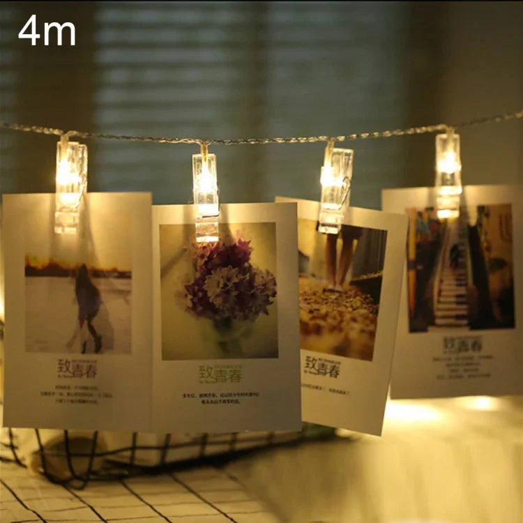 Guirlande lumineuse décorative 40 LED, 4m, pour photos, fêtes, mariages, décoration de Noël, fonctionne avec 3 piles AA