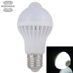 Ampoule LED E27 5W 12 LED SMD 5730 300LM avec détecteur de mouvement infrarouge, distance de détection : 4-6m, AC 220V, lumière blanche E27 5W, blanc chaud E27 5W