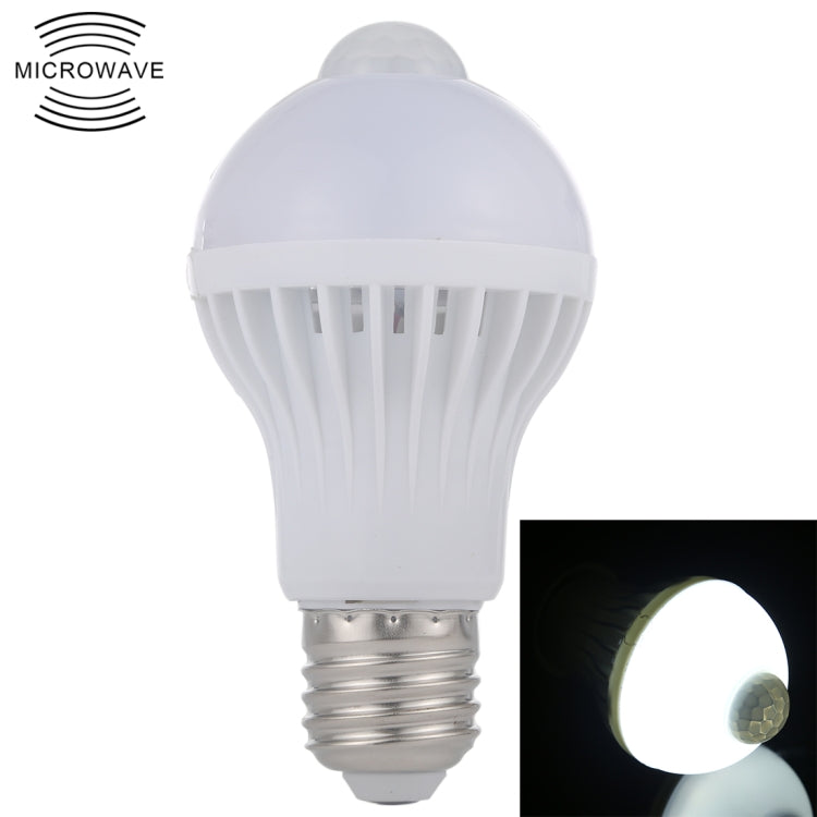 Ampoule LED E27 5W 12 LED SMD 5730 300LM avec détecteur de mouvement infrarouge, distance de détection : 4-6m, AC 220V, lumière blanche E27 5W, blanc chaud E27 5W