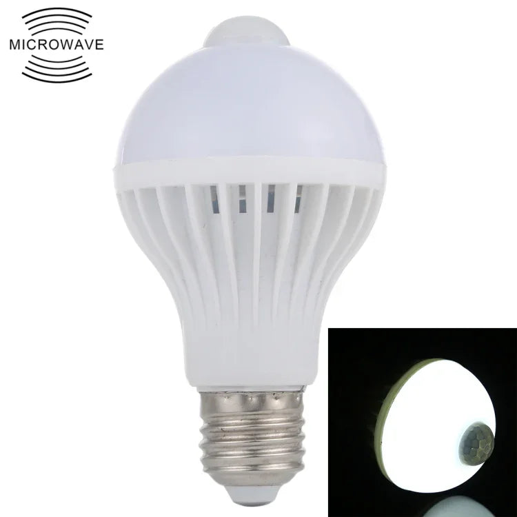 Ampoule LED à détecteur de mouvement infrarouge E27 7W 16 LED SMD 5730 450LM, Distance de détection : 4-6m, AC 220V, Lumière blanche E27 7W