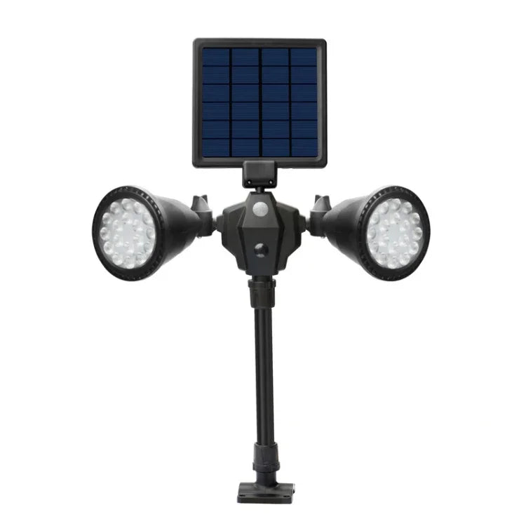 Spot projecteur LED robot solaire, double tête avec capteur intelligent pour pelouse extérieure