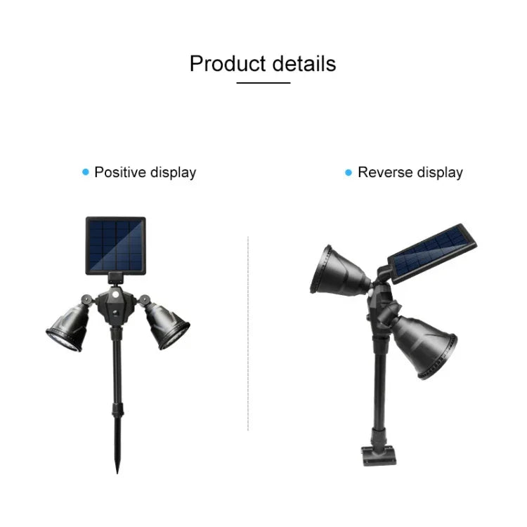 Spot projecteur LED robot solaire, double tête avec capteur intelligent pour pelouse extérieure