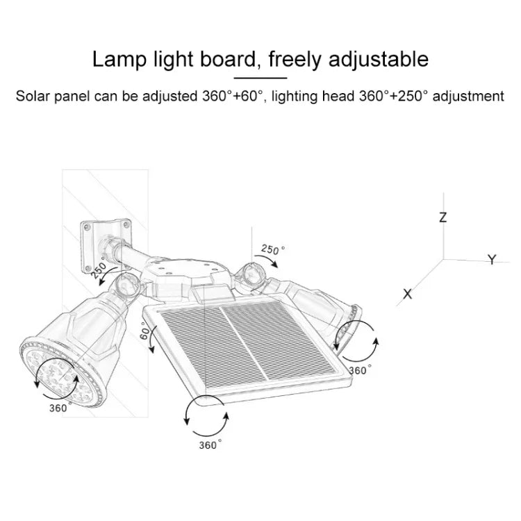 Spot projecteur LED robot solaire, double tête avec capteur intelligent pour pelouse extérieure