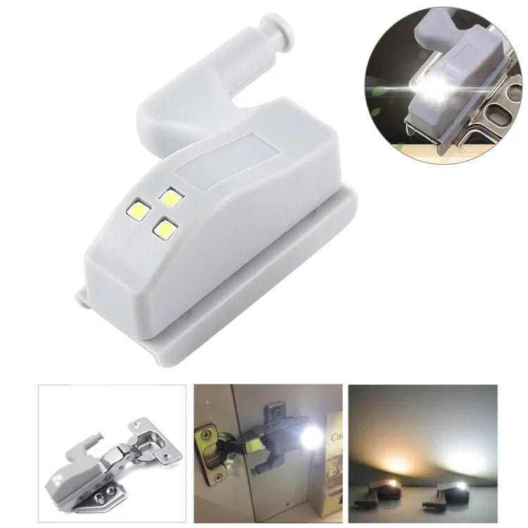 Lampe LED universelle pour charnière intérieure 0,3W Capteur 3 LED Veilleuse de placard Ampoule ON/OFF automatique, 1 PC lumière blanche, 1 PC blanc chaud