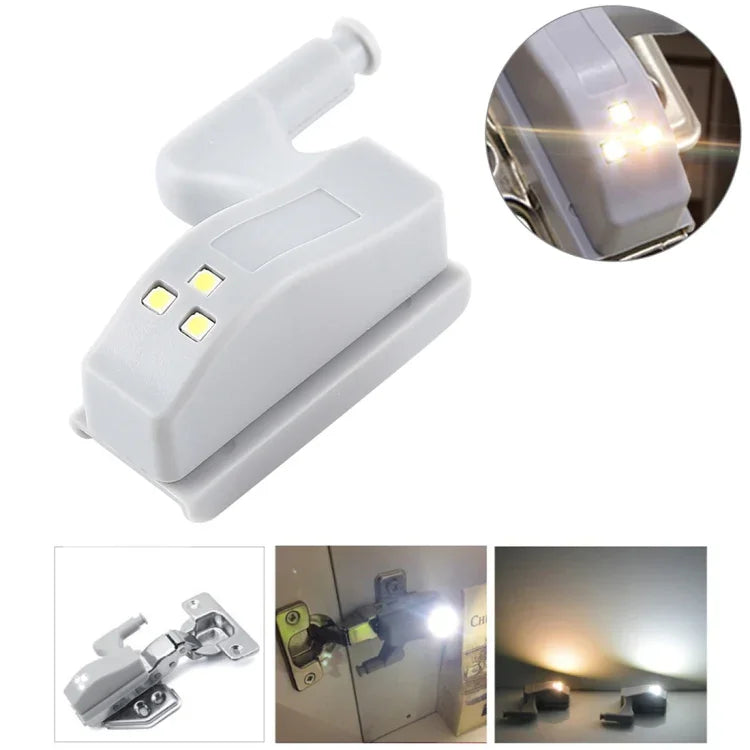Lampe LED universelle pour charnière intérieure 0,3W Capteur 3 LED Veilleuse de placard Ampoule ON/OFF automatique, 1 PC lumière blanche, 1 PC blanc chaud