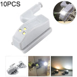 10 PCS 0.3W Lampe à détecteur LED universelle à charnière intérieure pour armoire, 3 LED, veilleuse à allumage/extinction automatique, 10 PCS lumière blanche, 10 PCS blanc chaud
