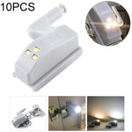 10 PCS 0.3W Lampe à détecteur LED universelle à charnière intérieure pour armoire, 3 LED, veilleuse à allumage/extinction automatique, 10 PCS lumière blanche, 10 PCS blanc chaud
