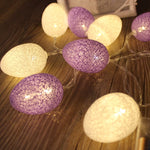 Guirlande lumineuse LED 1,8 m à piles 10 LED en coton filé Œuf de Pâques, décoration de maison pour fêtes, 1,8 m (à piles)